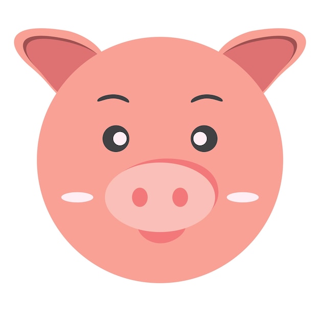 Pig animal character in pink color and white background