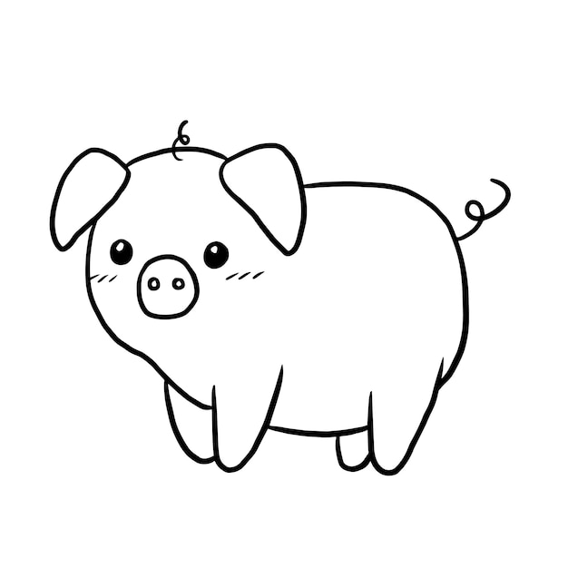 pig cartoon animal cute kawaii doodle coloring page drawing