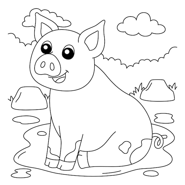 Pig Coloring Page for Kids