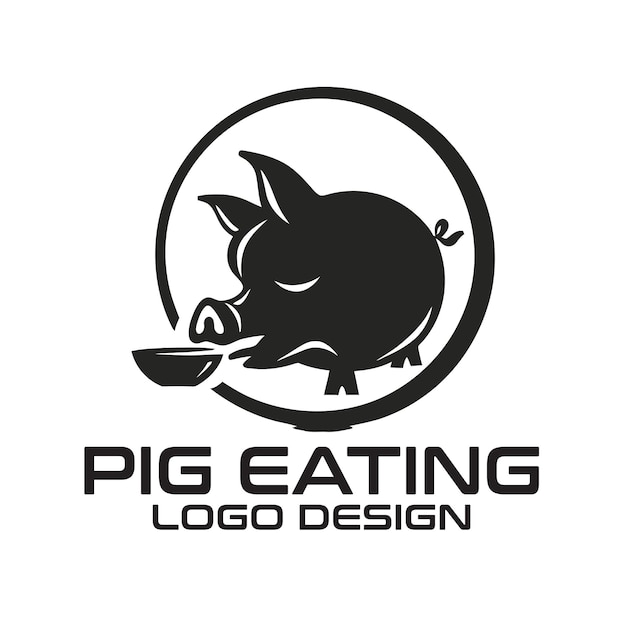 Pig Eating Vector Logo Design