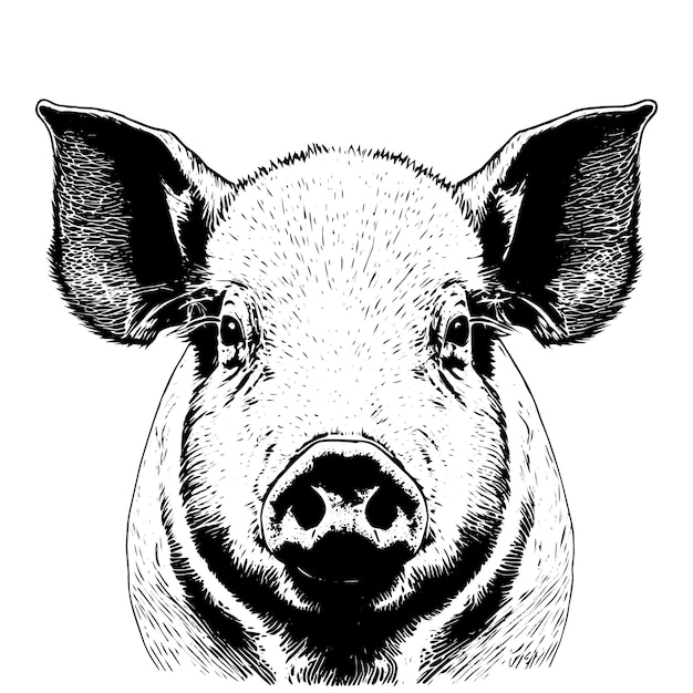 A pig face Hand drawn vector illustration