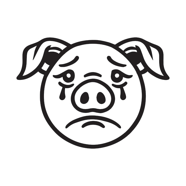 Pig Face logo Concept Pig Head Outline Design Sus Vector illustration in black and white