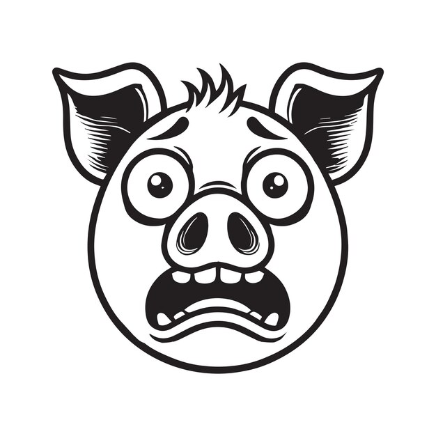 Vector pig face logo concept pig head outline design sus vector illustration in black and white