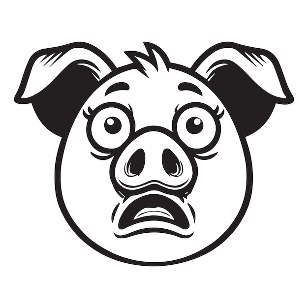 Pig Face logo Concept Pig Head Outline Design Sus Vector illustration in black and white