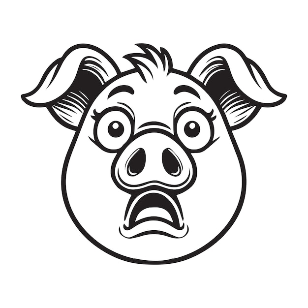 Pig Face logo Concept Pig Head Outline Design Sus Vector illustration in black and white