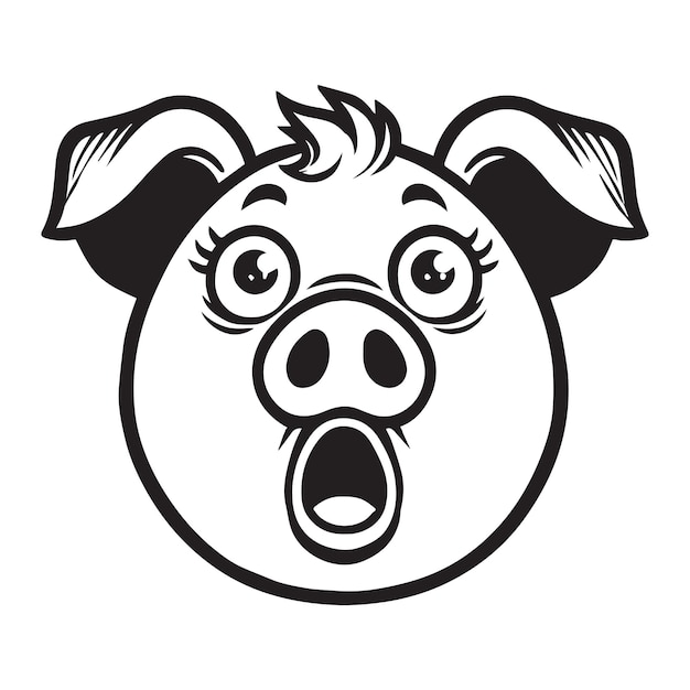 Pig Face logo Concept Pig Head Outline Design Sus Vector illustration in black and white