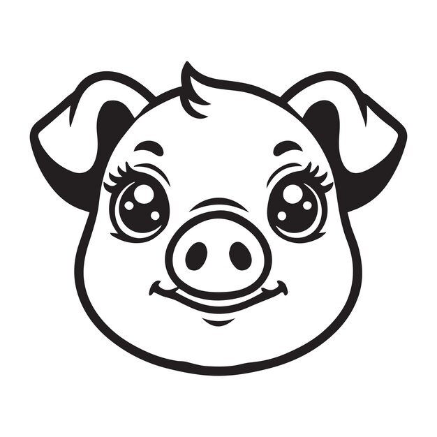 Vector pig face logo concept pig head outline design sus vector illustration in black and white