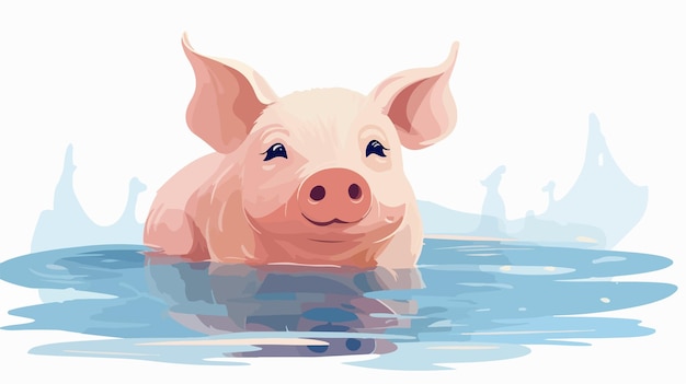 Pig Farm 2D Flat Cartoon Vector Illustration