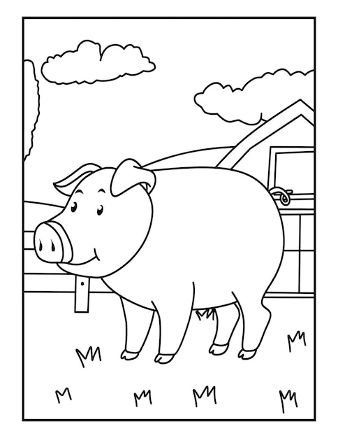 Pig Farm Animal Coloring Pages For Kids