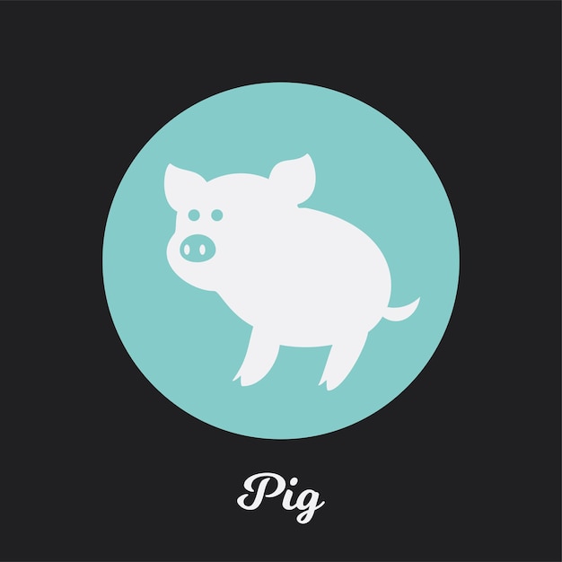 Pig flat icon design, logo symbol element