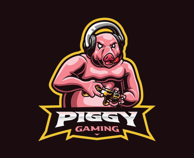 Pig gamer mascot logo design