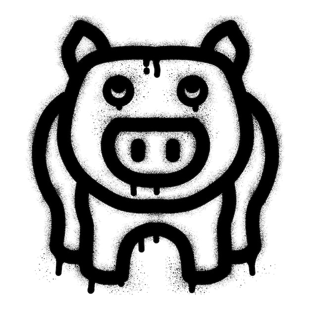 Pig graffiti with black spray paint