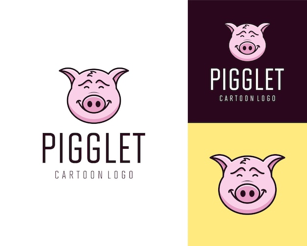 Pig head cartoon logo vector illustration Farm animal or butcher shop