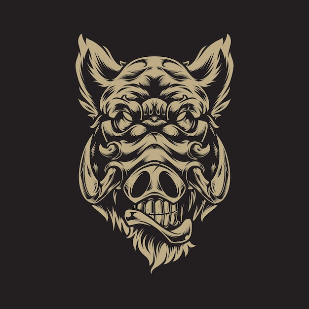 Pig head illustration concept