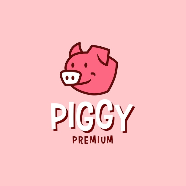 Pig head retro mascot cartoon logo vector icon illustration