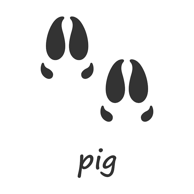 Pig hooves A pig hoof print Vector illustration