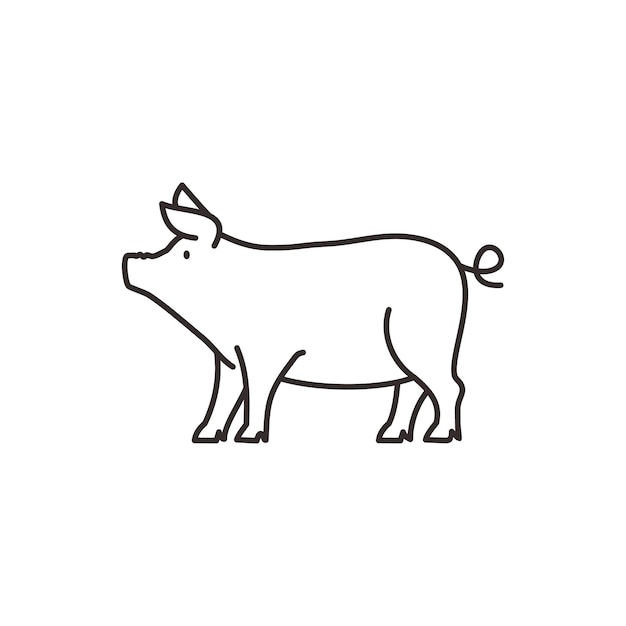 pig icon, piggy silhouette linear design vector illustration