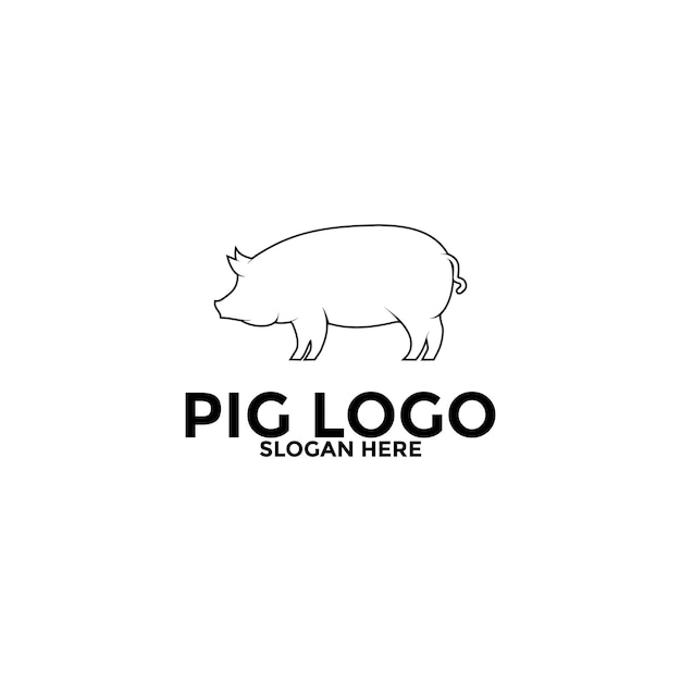 Pig logo icon design template vectorPork Pig line art logo design