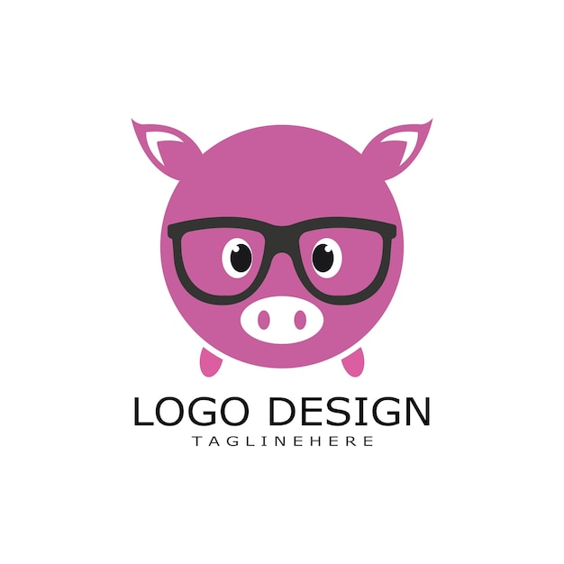 Pig logo illustration vector flat design