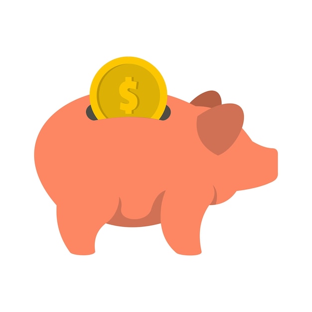 Pig money icon Flat illustration of pig money vector icon isolated on white background