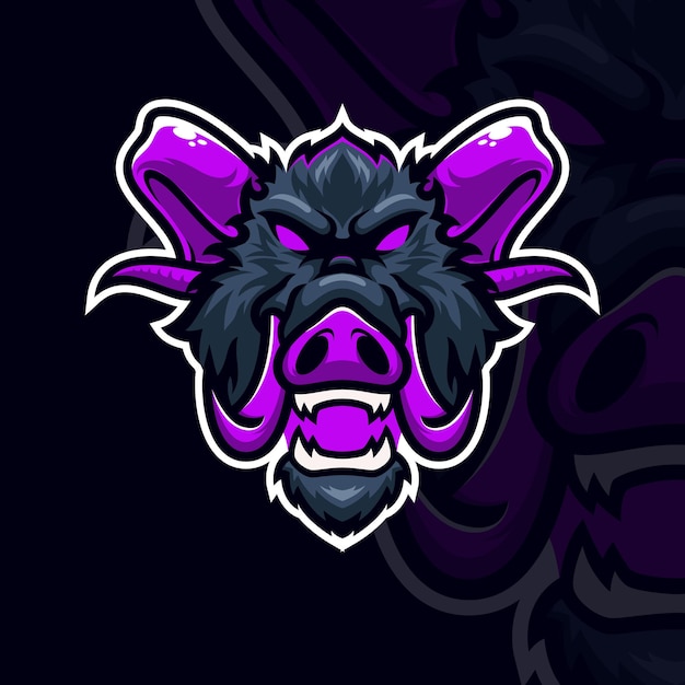 Pig monster masscot logo esport illustration premium vector