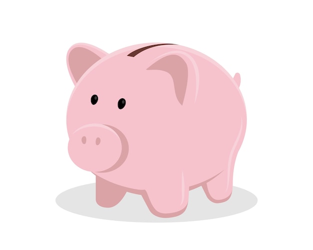 Pig piggy bank vector illustration isolated on white background, flat design.