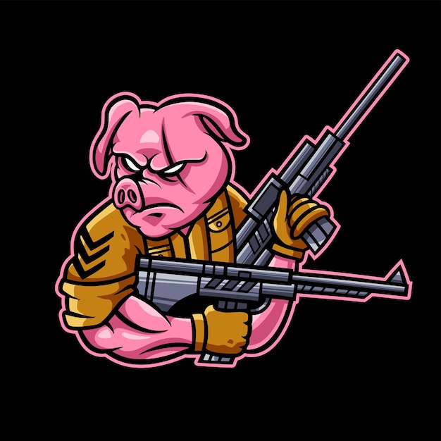 Pig Soldier Esport Gaming Logo