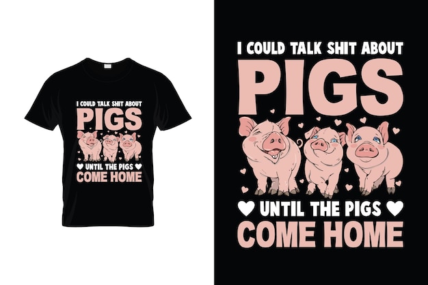 Pig Tshirt Design or Pig poster Design or Pig illustration