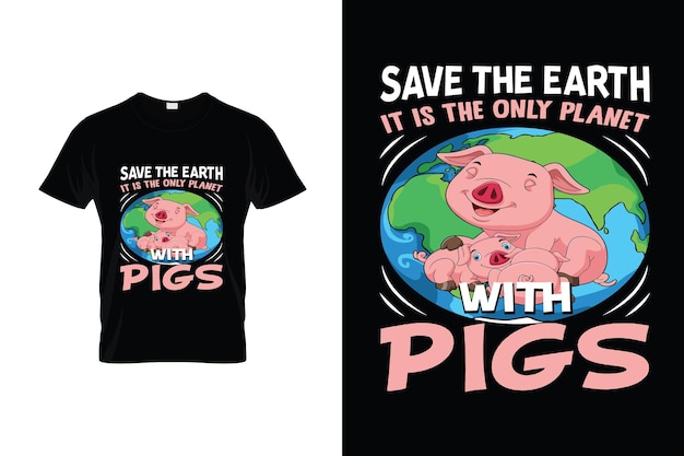 Pig Tshirt Design or Pig poster Design or Pig illustration