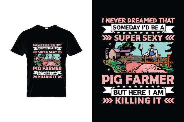 Pig Tshirt Design or Pig poster Design or Pig illustration