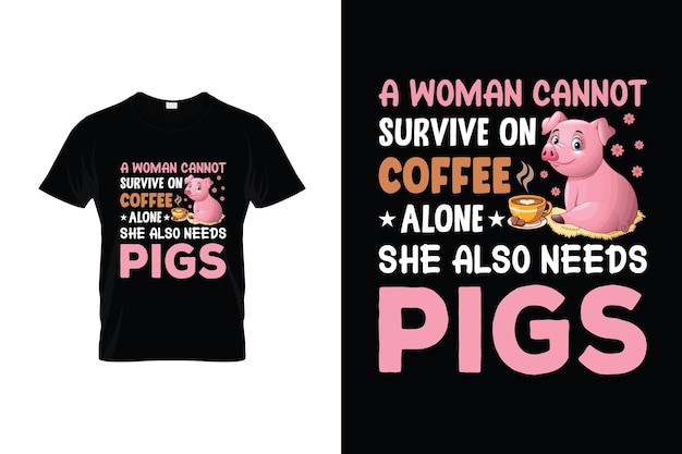 Pig Tshirt Design or Pig poster Design or Pig illustration