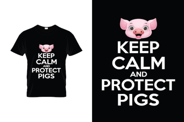 Pig Tshirt Design or Pig poster Design or Pig illustration