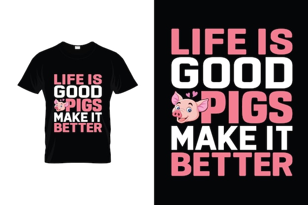 Pig Tshirt Design or Pig poster Design or Pig illustration