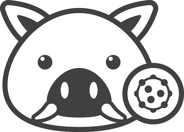 Pig and virus illustration in minimal style