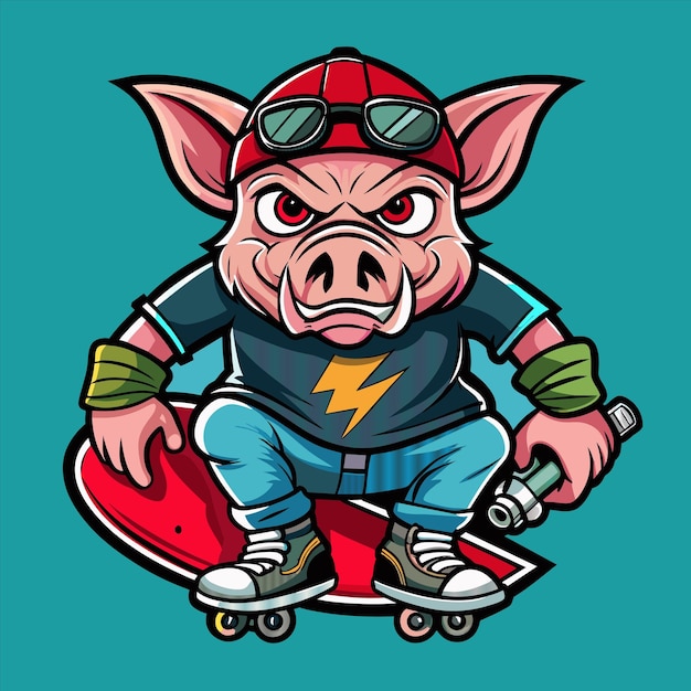 Vector a pig wearing a shirt that says pig on it