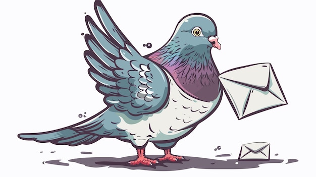 Pigeon Character With Envelop Vector Illustration