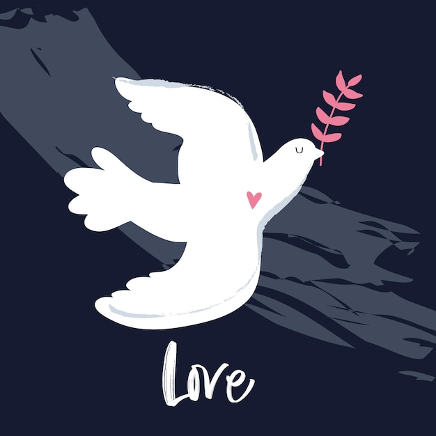 Pigeon hope illustration Symbol of pacifism and antimilitarism International Day of Peace