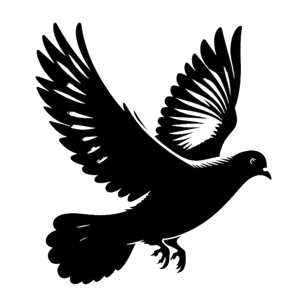 Vector pigeon silhouette flying dove silhouette vector