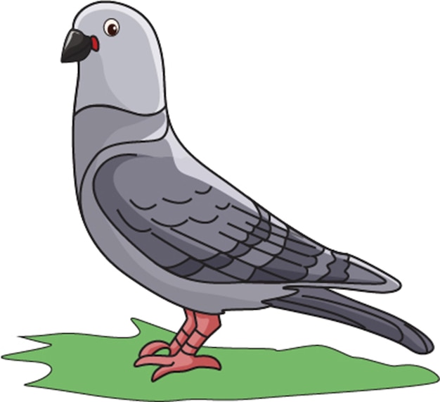 Pigeon sitting calmly on grass vector illustration