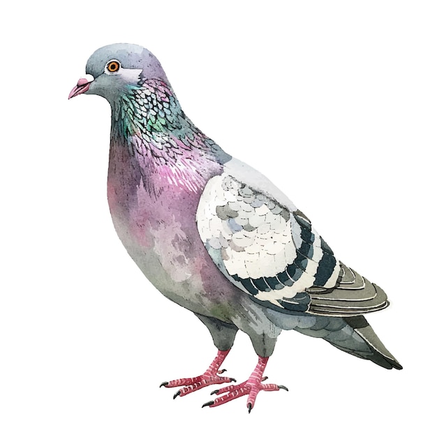 Vector pigeon vector illustration in watercolor style