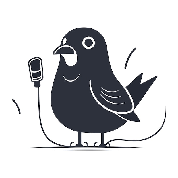 Pigeon with a microphone Vector illustration on white background