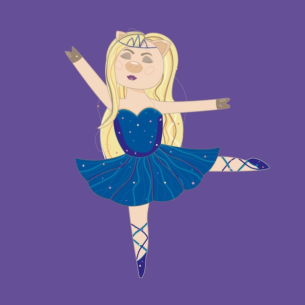 Piggy ballerina in a blue dress