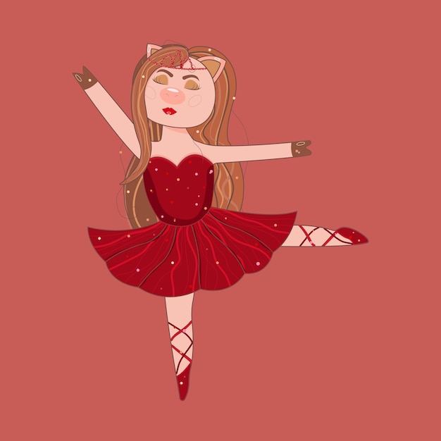 Piggy ballerina in a red dress