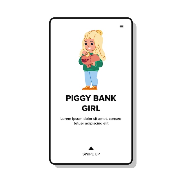 Piggy bank girl vector