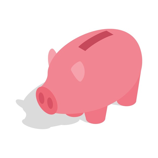 Piggy bank icon in isometric 3d style isolated on white background Money symbol