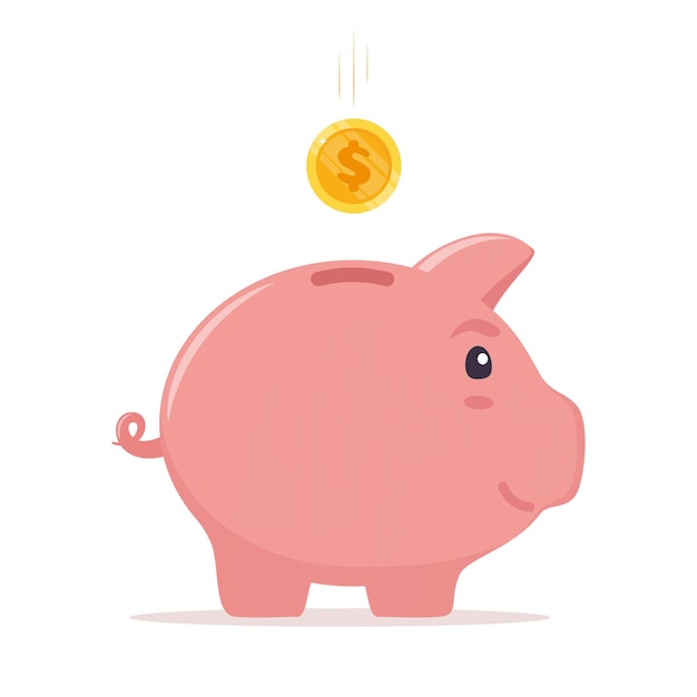 Piggy bank with coin Money saving economy investment banking or business services concept