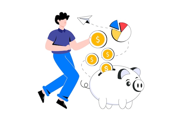 Piggy saving Flat Style Design Vector illustration. Stock illustration