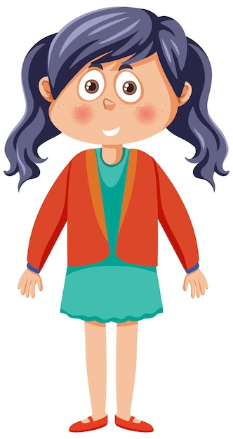 Pigtails hair girl cartoon character