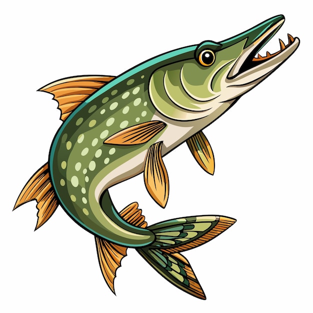 Pike fish Vector Art Illustration