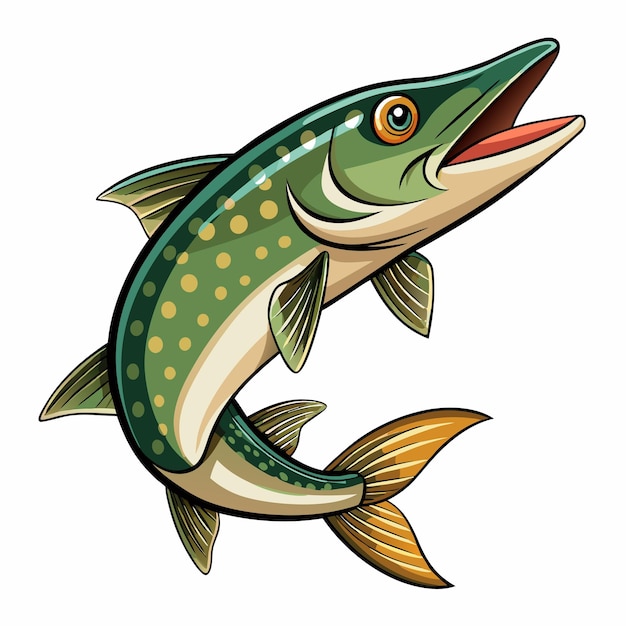 Pike fish Vector Art Illustration